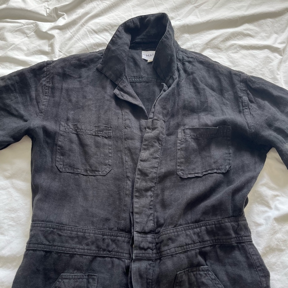 Mate the label black linen jumpsuit